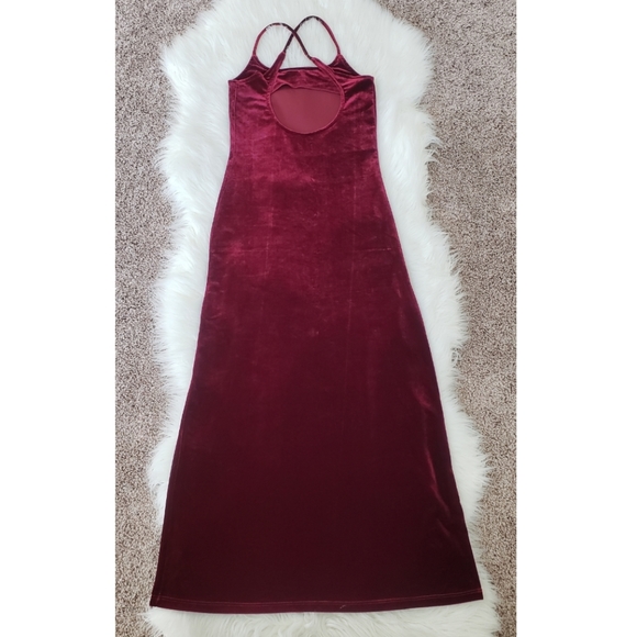 Vintage 1990s Red Velvet Evening Dress - Picture 2 of 4